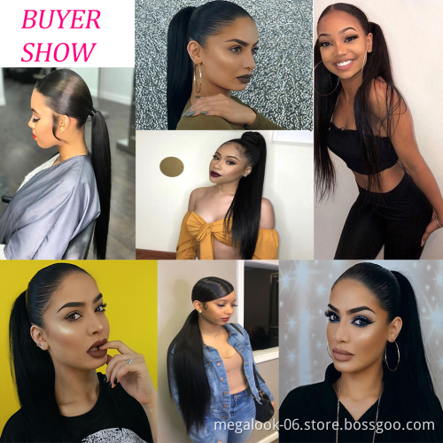 Hot Sale Indian Human Raw Virgin Hair Kinky Curly Drawstring Ponytail For Black Women